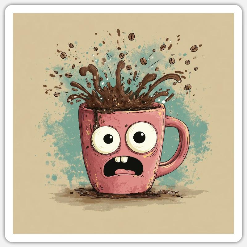Caffeinated Chaos - Sticker Größe S (10 x 10 cm) - Mattweiß