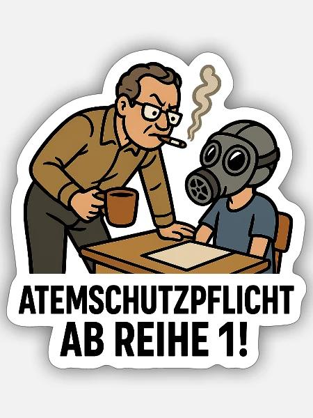 Lehrer Kaffee Zigaretten Mundgeruch - Sticker Größe S (10 x 10 cm) - Mattweiß