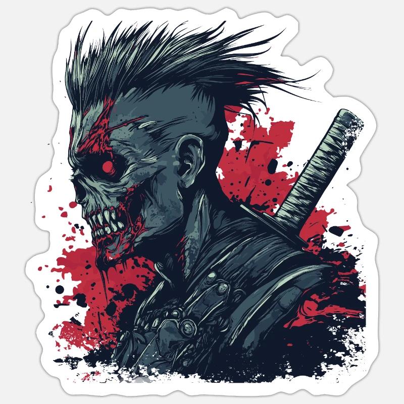 Zombie Ninja Punk - Sticker taille S (10 x 10 cm) - blanc mat