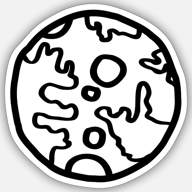 Planet Space Doodle Simple - Sticker size S (10 x 10 cm) - white matte
