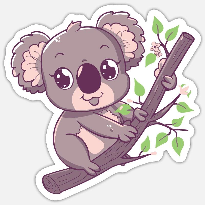 happy koala bear koala - Sticker size S (10 x 10 cm) - white matte