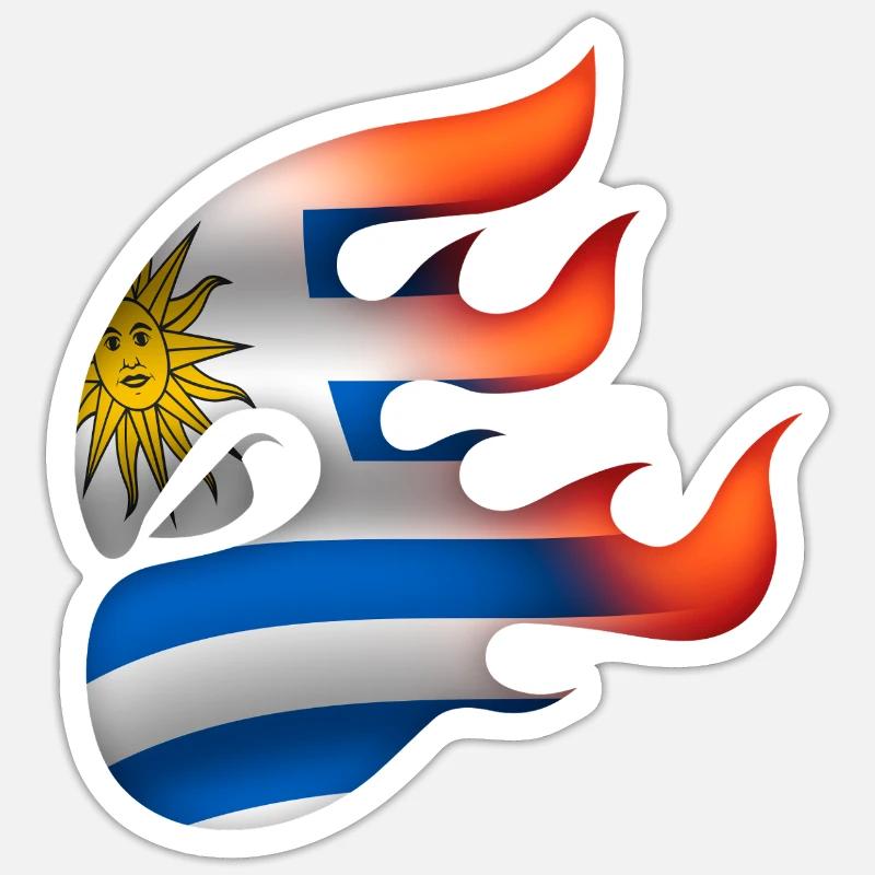 Drapeau de l’Uruguay - Uruguay - Ninja - Sticker taille S (10 x 10 cm) - blanc mat