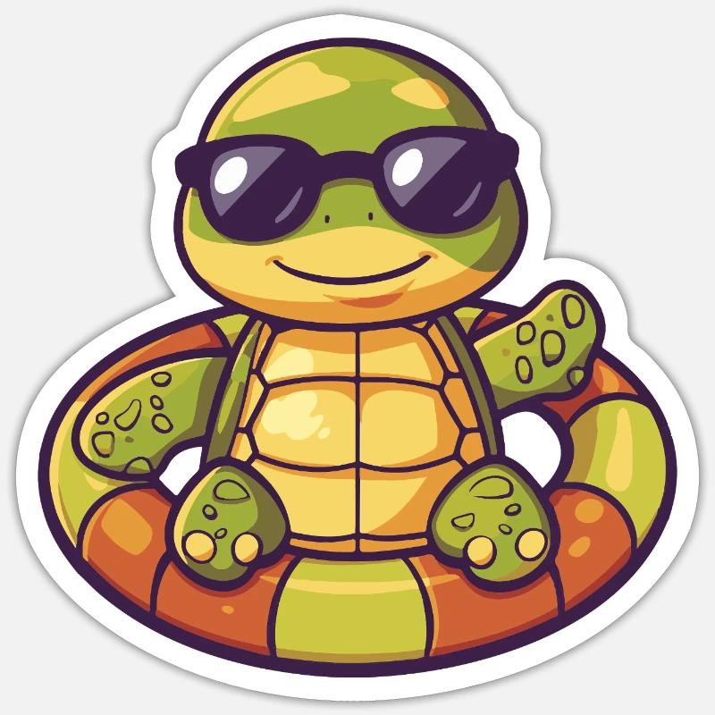 Turtle Comic Cool Sticker size S (10 x 10 cm)