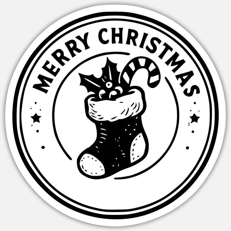 Merry Christmas - Sticker taille S (10 x 10 cm) - blanc mat