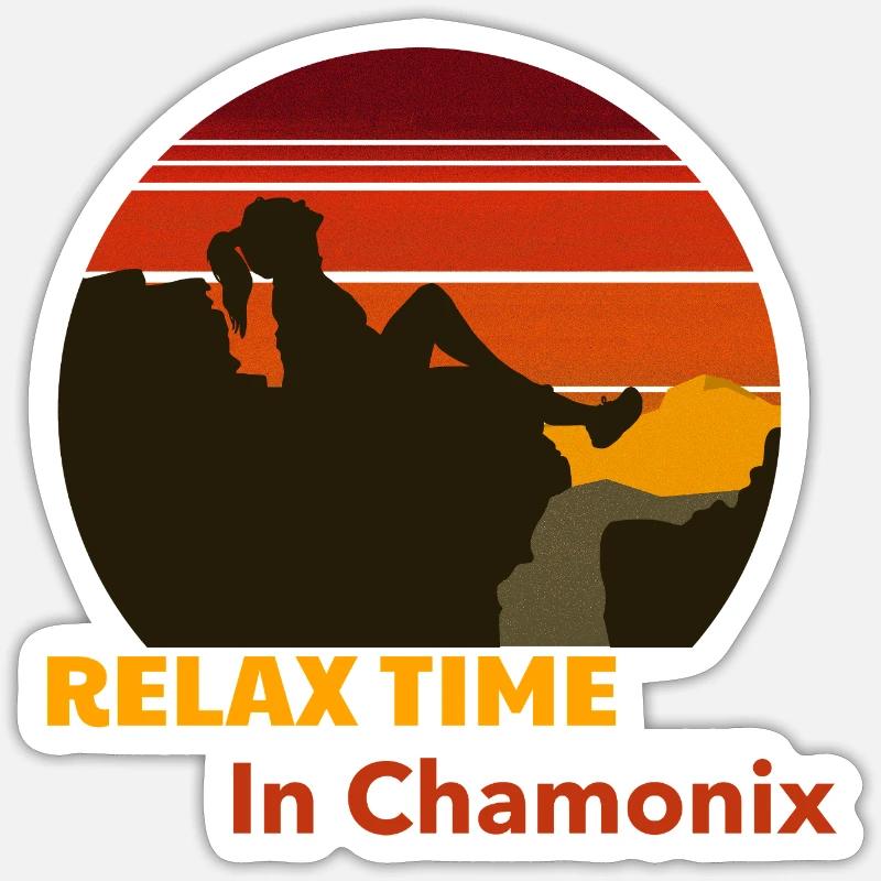 Coucher de soleil Chamonix Sticker taille S (10 x 10 cm)