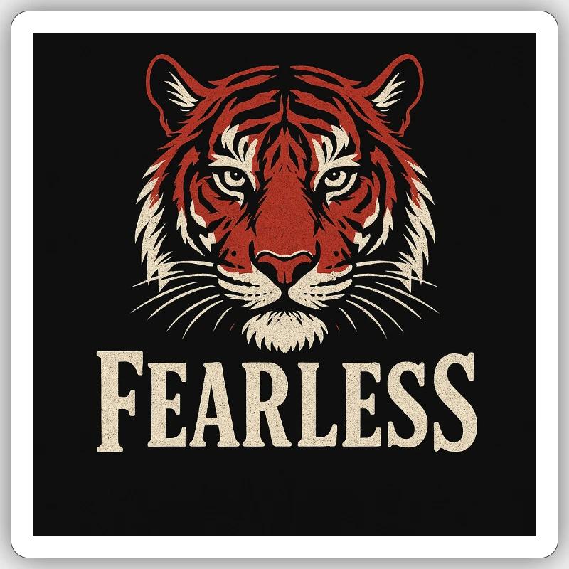 Tigre effronté avec texte intrépide - Sticker taille S (10 x 10 cm) - blanc mat
