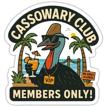 Australia Beach Cassowary Club Members Only  - Sticker size S (10 x 10 cm) - white matte - Front