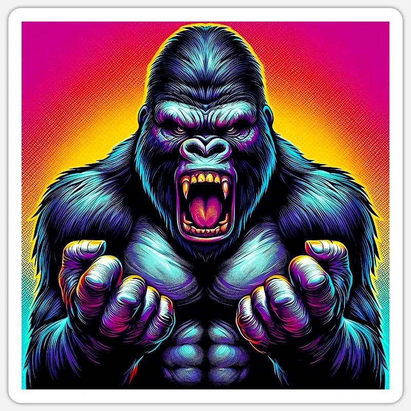 Gorilla - Sticker Größe S (10 x 10 cm) - Mattweiß