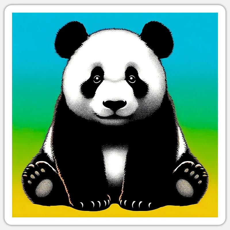 panda - Sticker taille S (10 x 10 cm) - blanc mat