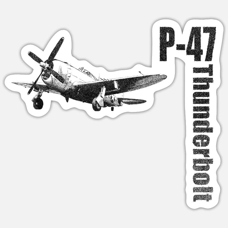 P-47 Thunderbolt - Sticker taille S (10 x 10 cm) - blanc mat