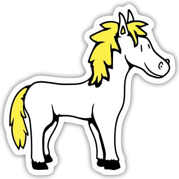 Pferd Süß Pony Fohlen Pferdemädchen Niedlich Comic - Sticker Größe S (10 x 10 cm) - Mattweiß - Vorne
