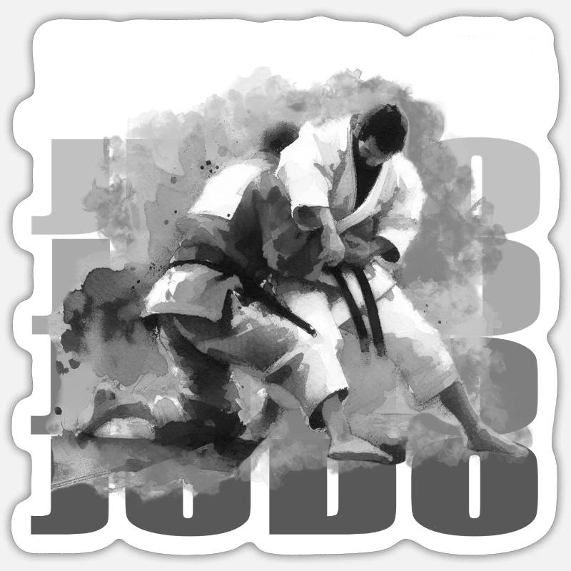 Judo - Sticker størrelse S (10 x 10 cm) - mat hvid