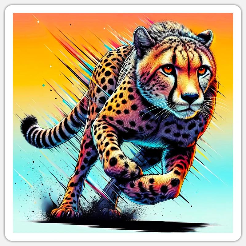 guépard - Sticker taille S (10 x 10 cm) - blanc mat