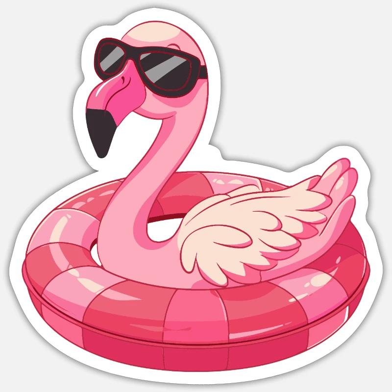 Flamingo Comic Cool - Sticker Größe S (10 x 10 cm) - Mattweiß