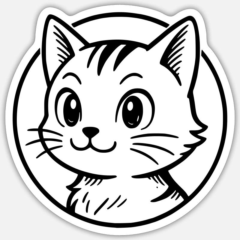 Katze - Sticker Größe S (10 x 10 cm) - Mattweiß
