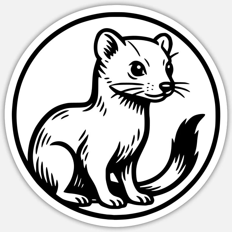 Frettchen - Sticker Größe S (10 x 10 cm) - Mattweiß