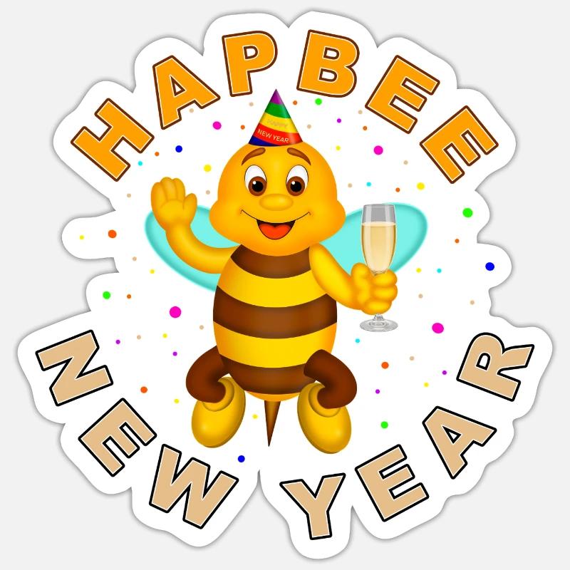 HAPBEE Neujahr mit Text - Sticker Größe S (10 x 10 cm) - Mattweiß