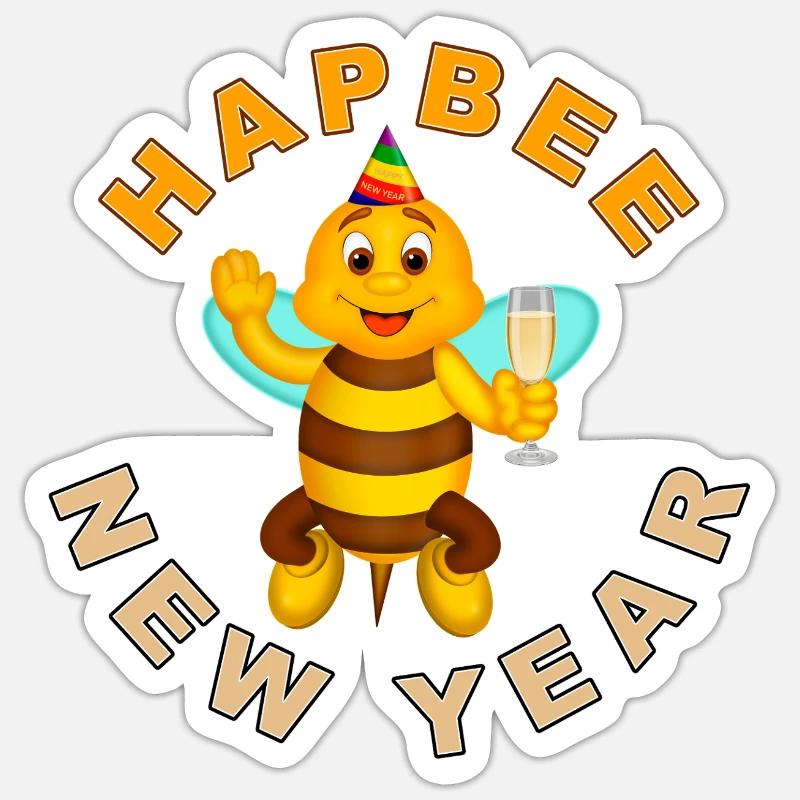 HAPBEE Neujahr mit Text 2 Sticker Größe S (10 x 10 cm)