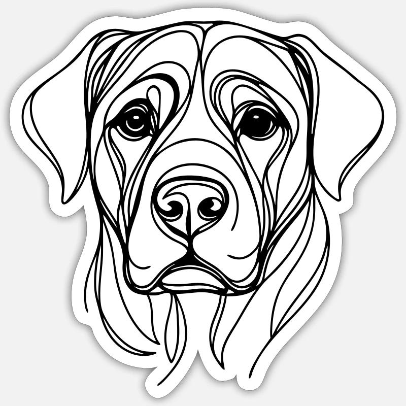 Dog_line_art_1 - Sticker Größe S (10 x 10 cm) - Mattweiß