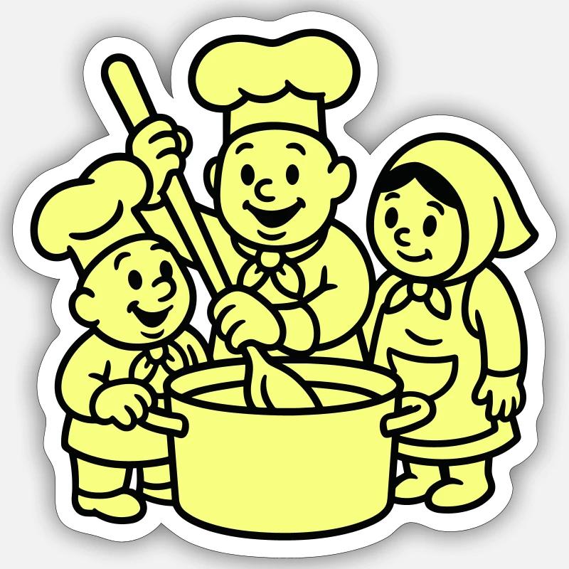 Trois chefs mignons - Sticker taille S (10 x 10 cm) - blanc mat