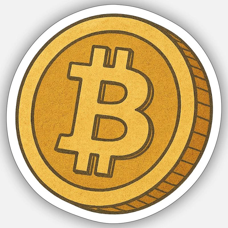 Bitcoin_als_comic - Sticker Größe S (10 x 10 cm) - Mattweiß