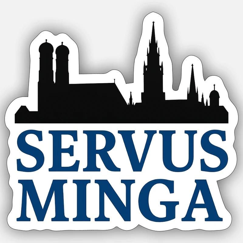 Servus Minga Silhouette Design - Sticker size S (10 x 10 cm) - white matte