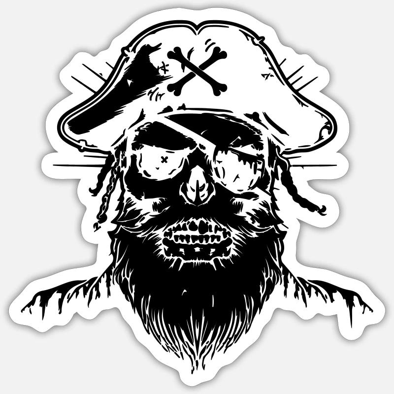 Pirate Skull 1 - Sticker size S (10 x 10 cm) - white matte