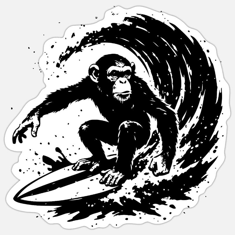 Surf Monkey - Sticker size S (10 x 10 cm) - white matte