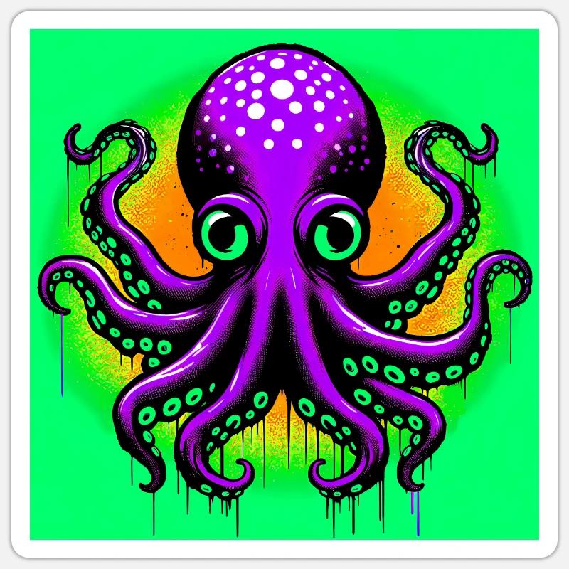 Krake - Sticker Größe S (10 x 10 cm) - Mattweiß