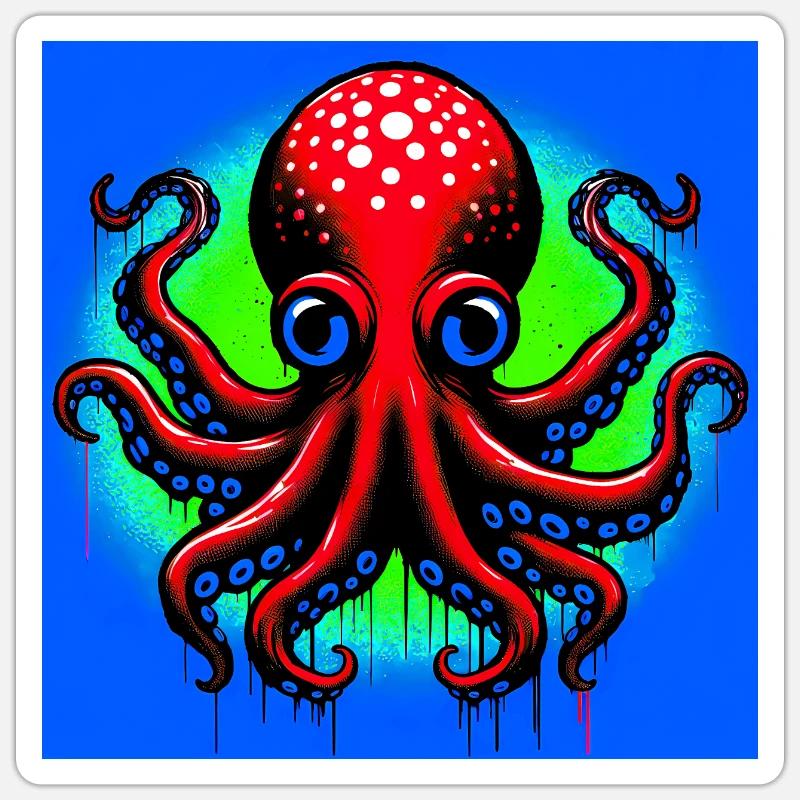 Krake - Sticker Größe S (10 x 10 cm) - Mattweiß