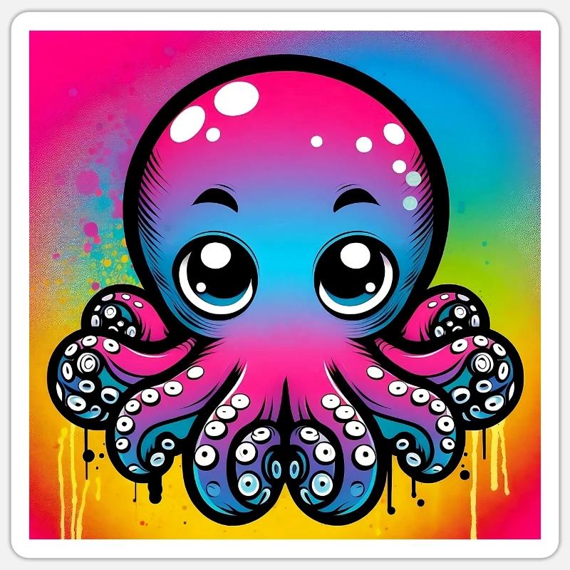 Krake - Sticker Größe S (10 x 10 cm) - Mattweiß