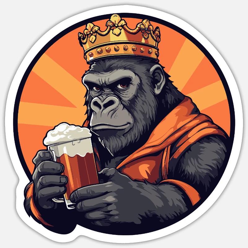 Gorilla Bier - Sticker Größe S (10 x 10 cm) - Mattweiß
