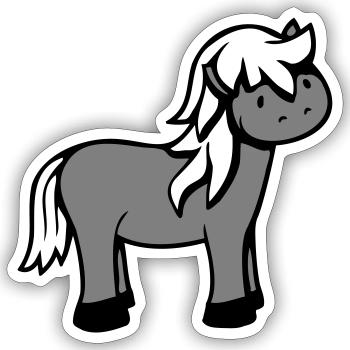 Pferd Süß Pony Fohlen Pferdemädchen Niedlich Comic - Sticker Größe S (10 x 10 cm) - Mattweiß - Vorne