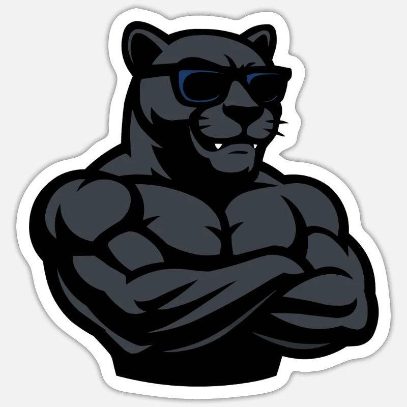 Panther Sunglasses Comic Cool - Sticker size S (10 x 10 cm) - white matte