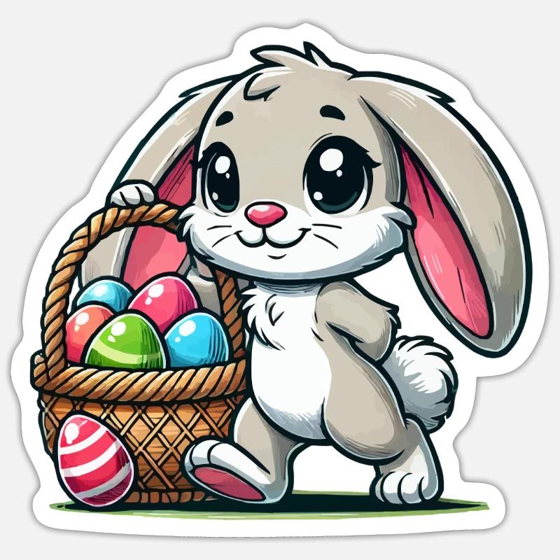 Lapin de Pâques - Sticker taille S (10 x 10 cm) - blanc mat