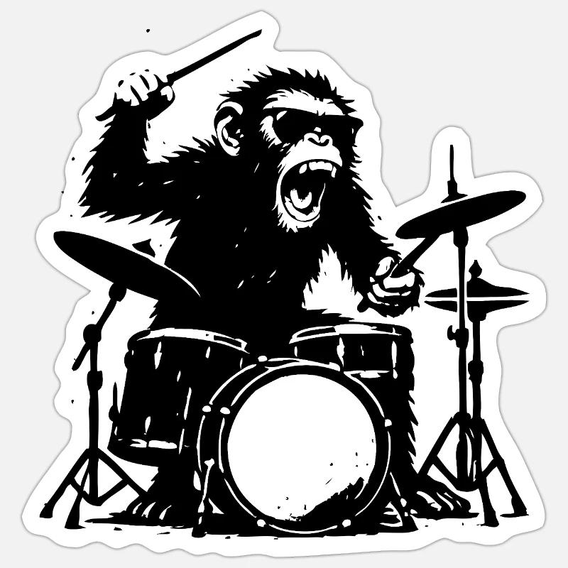 Wild Drum Monkey Sticker size S (10 x 10 cm)