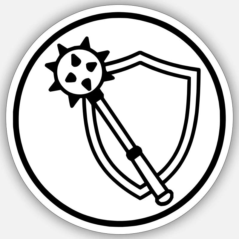 Streitkolben und Schild - Sticker Größe S (10 x 10 cm) - Mattweiß