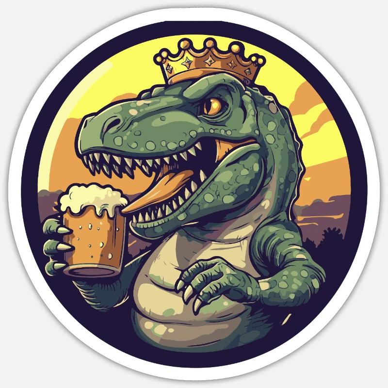 Bière Dinosaur T-Rex - Sticker taille S (10 x 10 cm) - blanc mat