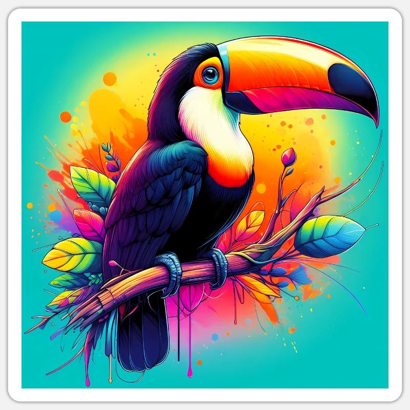 Tukan - Sticker Größe S (10 x 10 cm) - Mattweiß