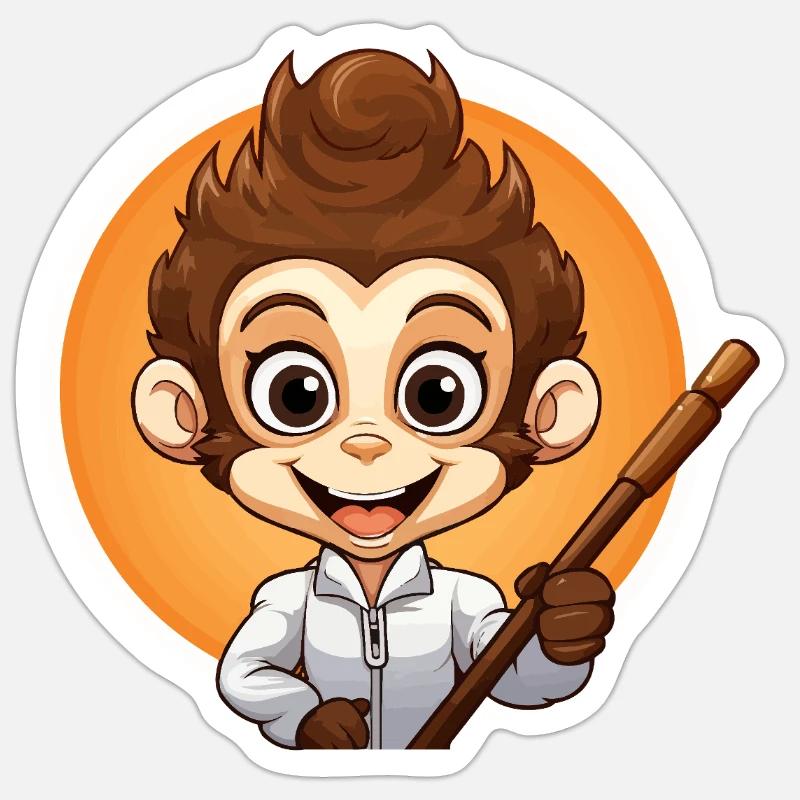 Singe Perche à selfie - Sticker taille S (10 x 10 cm) - blanc mat