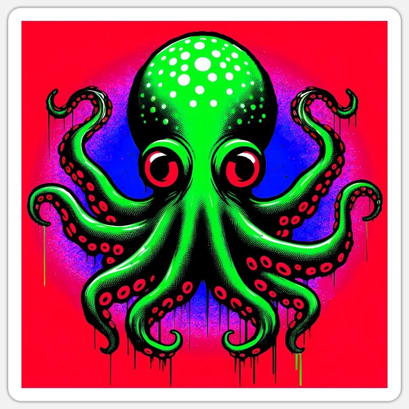 Krake - Sticker Größe S (10 x 10 cm) - Mattweiß