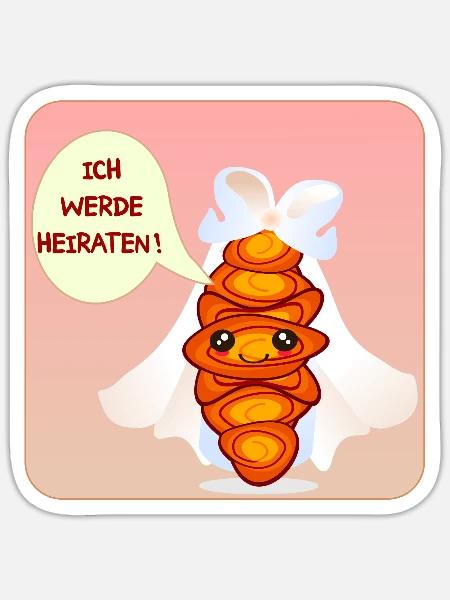 FRANZBRÖTCHEN BRAUT - Sticker Größe S (10 x 10 cm) - Mattweiß