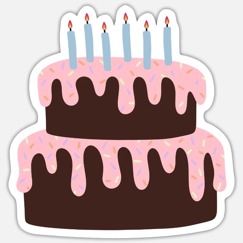 Celebration Cake with Pink Icing - Sticker size S (10 x 10 cm) - white matte
