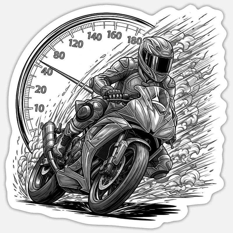 Biker, der von Geschwindigkeit angetrieben wird - Sticker Größe S (10 x 10 cm) - Mattweiß