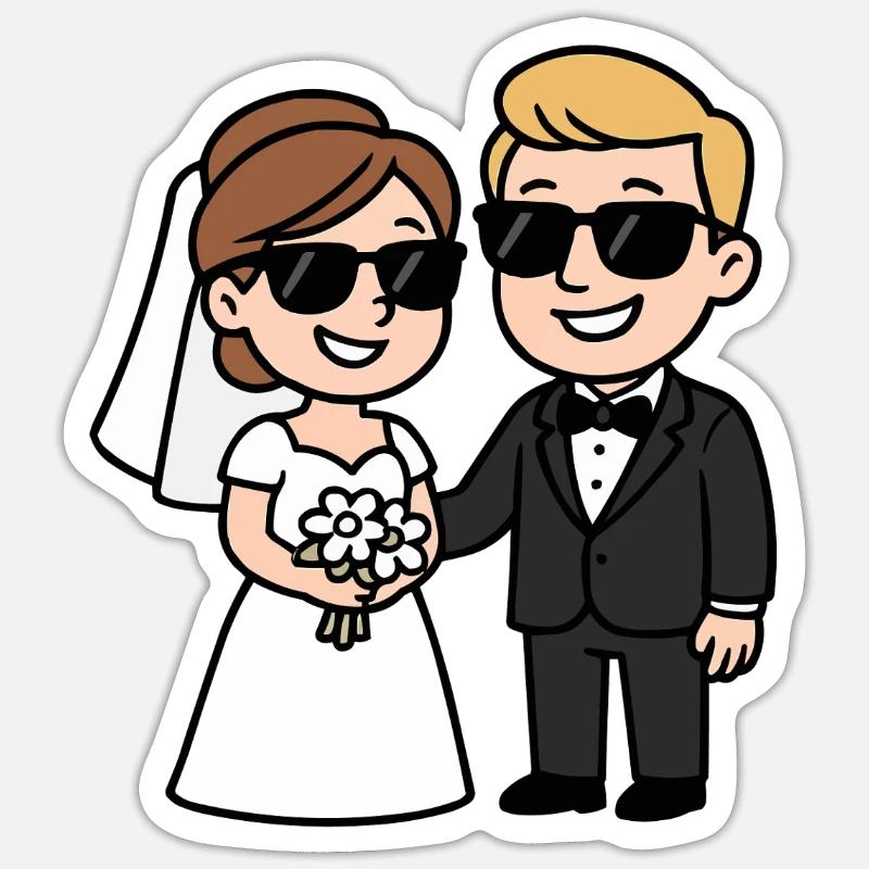 brautpaar ehepaar comic Sticker Größe S (10 x 10 cm)