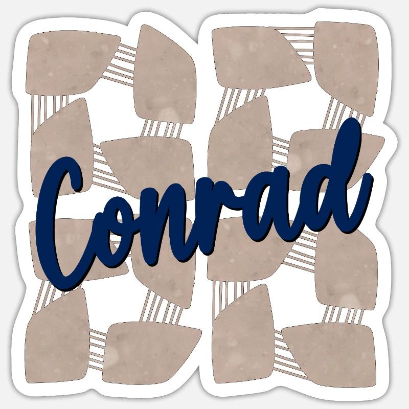 NOM JOUR NOM CONRAD - Sticker taille S (10 x 10 cm) - blanc mat