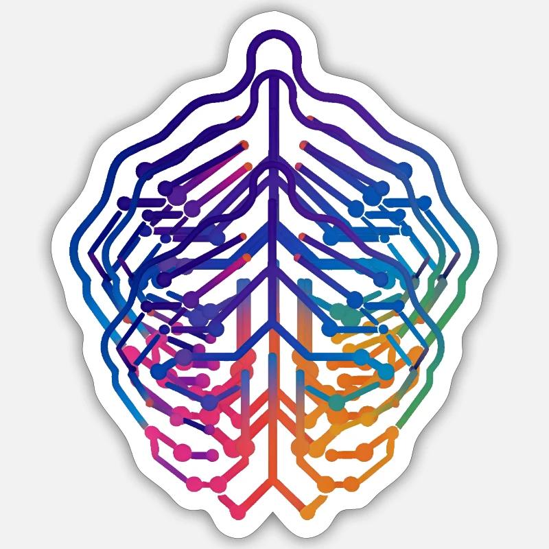 Conception de circuits neuronaux à feuilles - Sticker taille S (10 x 10 cm) - blanc mat
