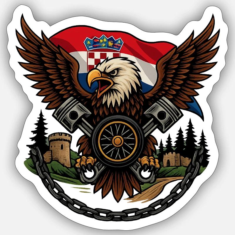 Croatian Imperial Crusader Eagle - Sticker size S (10 x 10 cm) - white matte