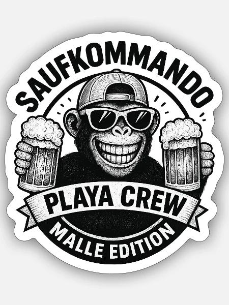Saufkommando - Playa Crew - Malle Edition - Sticker Größe S (10 x 10 cm) - Mattweiß