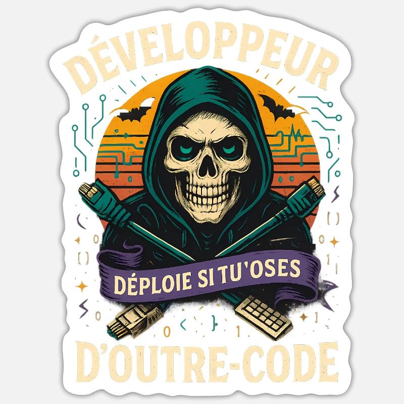 Web Developer - Halloween Skull Sticker size S (10 x 10 cm)
